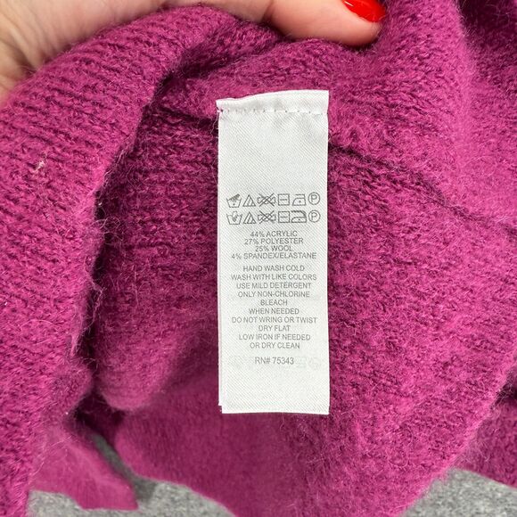 Adrienne Vittadini Coat Women XL Purple Button Long Sleeve Wool Pockets Casual - Picture 6 of 7